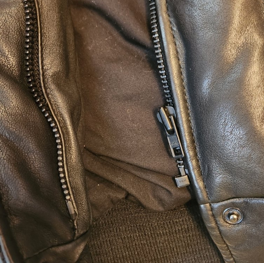 🌟100% Leather Bomber  Funnel Neck - Picture 4 of 5